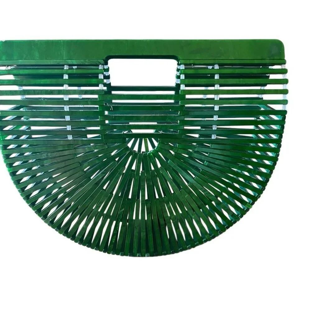 Acrylic Ark Clutch Emerald Green Sculptural Open Weave Purse EDM Luxe Vibes